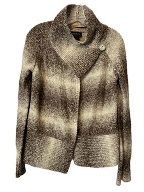 Eddie Bauer Marled Shawl Collar Cardigan Sweater M Wool Blend Button Neutral